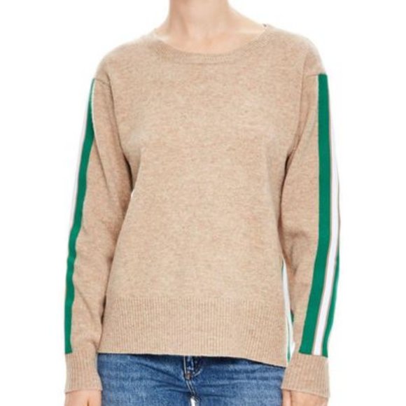 Sandro Natural Amour Striped Sleeve Sweater - Picture 1 of 4